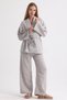 Women's Spanish Style Sleeve Belted Jacket and Lace-Up Palazzo Pants Two-Piece Linen Set - 6
