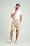 Men's Waist Lace-Up Beige Cotton Linen Shorts