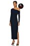 Women's Navy Blue Slit Shoulder Detailed One-Shoulder Design Lined No-Show Maxi Dress