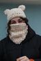 Hand Knitted Soft Teddy Bear Ear Model Puffy Snow Mask Balaclava/balaklava Beanie