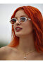 Small Women's Sunglasses -OvalDesign, White Frame, Black Gradient Glass - 2
