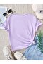 Women's Lilac Cats Printed Oversize T-Shirt - 2