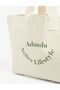 Canvas Tote Bag Daily Sports Beach Bag Cream Color - 4
