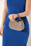 Women's Evening Dress Bag with Platinum Fabric Handle and Chain Strap - 5