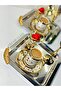 6-piece Gold FeaTher DeTailed Square Tea and Coffee Tray - 2