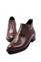 Rosa Brown Oval Toe Women's Ankle Short Heeled Boots - 5