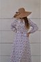 Vintage Pocketed Buttoned Lavender Patterned Beige Fairytale Dress with Collar Detail - 3
