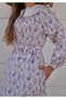 Vintage Pocketed Buttoned Lavender Patterned Beige Fairytale Dress with Collar Detail - 6