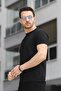 Caster Ottoman Fabric Basic Slim Fit Lycra Men's Tshirt - 3