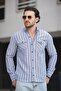 Yx 16794 Slim Fit Double Pocket Covered Striped Men's Shirt - 2