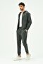 Men's Hooded, Zippered Front and Cuffed Leg Tracksuit 8702 Anthracite - 2