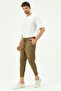 Men's Zippered Legs and Back Pocket Sweatpants 854 Khaki - 5