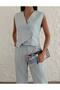 Cross Detailed Vest, Pants, Top and Bottom Women's Set - 3