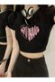 Women's Black Y2K Scener Printed Bayb Tee Crop