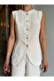 Beige Linen Vest and Trousers Set - 5