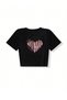 Women's Black Y2K Scener Printed Bayb Tee Crop - 3