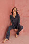 Smoked Snowflake Patterned Bamboo Button-Front Long Sleeve Pajama Set