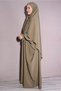 Milk Coffee Hijab Shawl and Dress Double Set - 4
