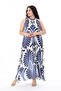 Plus Size Cobalt Blue Halter Neck Long Crepe Dress - 65n38165 - 4