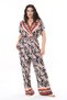 Women's Plus Size Colorful Wrap Collar Back Hidden Zipper Jumpsuit 65N38166 - 7
