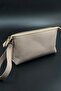 Women's Beige Genuine Leather Makeup and Travel Bag