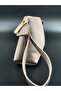 Women's Beige Genuine Leather Makeup and Travel Bag - 4
