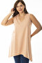 Women's Plus Size Salmon V-Neck Long Sleeveless Blouse 65N36920