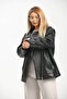 Suni Deri Oversize Biker Ceket - 3