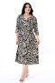 Women's Plus Size Black Wrinkled Fabric V-Neck Capri Sleeve Dress 65N38206 - 5