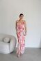 Patterned Strap Ruffle Detail V Neck Lined Maxi Long Length Premium Dress