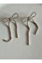 Silver Zircon Stone Bow Earrings - 2