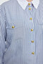 Gray White Striped Crop Long Sleeve Gold Button Pocket Plus Size Shirt Tbbaw25Ax00009 - 4