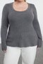 Anthracite U-Neck Skirt Flounce Knitwear Sweater Tbbaw25An00040 - 3