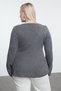 Anthracite U-Neck Skirt Flounce Knitwear Sweater Tbbaw25An00040 - 5