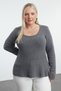 Anthracite U-Neck Skirt Flounce Knitwear Sweater Tbbaw25An00040