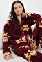 Claret Red Teddy Bear Wellsoft Winter Knitted Pajamas Set Thmaw25Pt00055 - 2