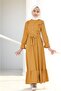 Girl's Long Hijab Aerobin Linen Dress - 5