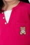 Crew Neck Long Sleeve Teddy Bear Emblem Embellished Waist Elastic Fuchsia Color Girls' Tracksuit Set - 5