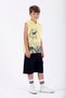 Yellow Colored Trex Printed Boys' T-Shirt - Hooded, Zero Sleeve - 3
