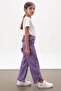 Lilac Slit Leg Belted Viscose Fabric Girl's Trousers 18101 - 2