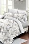Cotton Satin Double Duvet Cover Set with Elastic Sheets Marble Geo - 3