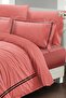 Cotton Satin Double Duvet Cover Set with Elastic Sheets Luxury Cotton Satin Salmon - 3