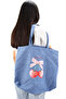 Cloth Women's Bag, Large Volume, Denim & Denim Cherry Printed Hand & Shoulder Tote Bag - 3