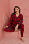 Plaid Patterned Bamboo Front Button Long Sleeve Pajamas Set