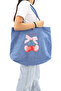 Cloth Women's Bag, Large Volume, Denim & Denim Cherry Printed Hand & Shoulder Tote Bag