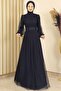 Sükse Evening Dress Navy Blue - Design - Fsc2079