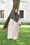 Pleated Zippered Aerobin Fabric Hijab Ferace/Dress - Beige
