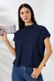 High Collar Cotton T-Shirt 19588 Dark Blue - 2