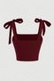 WFT5023B Bow-Detail Wide-Strap Cropped Blouse - 2