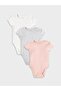 Crew Neck Basic Baby Girl Snap Body 3-Piece